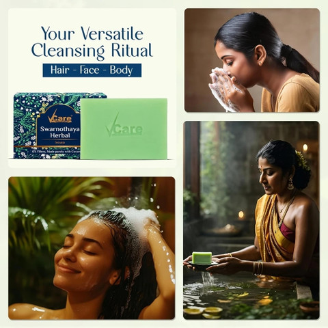 Vcare Swarnothaya Herbal Soaps for Bath 100g for Both|Soft and