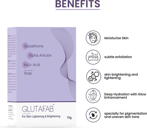 Glutafab Skin Lightening Soap with Glutathione and Kojic Acid For Pigmentation, Acne spot