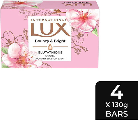 LUX International Bouncy & Bright Bathing Soap with Glutathione &  Glycerin,Pack of 4 - Price in India, Buy LUX International Bouncy & Bright  Bathing Soap with Glutathione & Glycerin,Pack of 4 Online