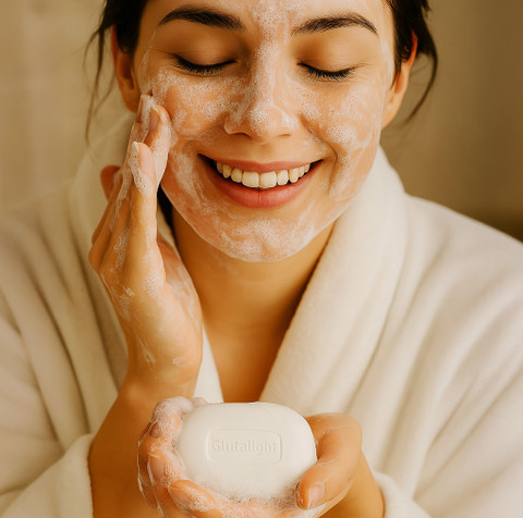 glutathione kumkumadi skin whitening soap product info and reviews Glutathione Skin Lightening Soap 75gm with Kojic Acid & Vitamin C, E main image 1