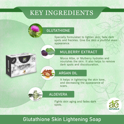 AE Naturals Glutathione Skin Whitening Soap With Active Charcoal And Kojic  Acid 4 X 75g