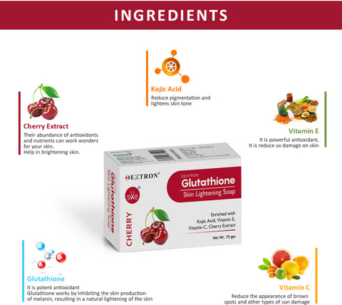 DEXTRON Glutathione Skin Lightening Soap Enriched With Cherry Skin Brighten  Face Glow