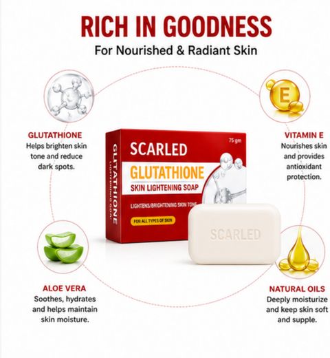 glutathione soap flipkart global care (Pack of 1) Scarled 75g Moisturizing Bath Soap for Smooth Skin no artificial flavors