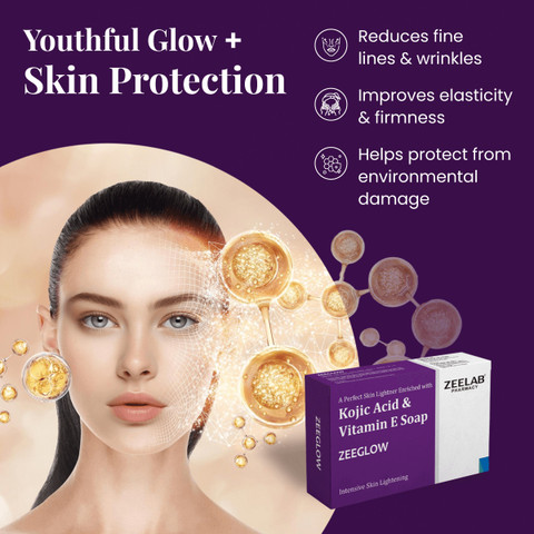 zeeglow max kojic acid and glutathione soap with vitamin e ZEELAB Zeeglow Max Kojic Acid, Vitamin E & Glutathione Soap main image 1