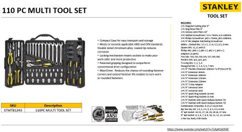 STANLEY STMT81243 MULTI TOOL SET - 110PC Socket Set Price in India
