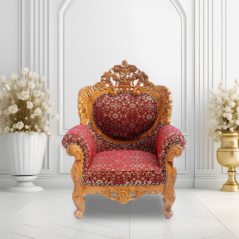 Wood Master Sre Teak (Sagun) Wood One Seater Sofa with Cushion for Living  Room (Honey Brown) Solid Wood Outdoor Chair Fabric Seater Sofa (Finish