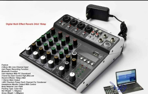 KH Portable Digital DJ Console w/USB 4 Channel Mixer Digital Sound