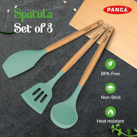 Panca Silicone Non-Stick Spatula Serving Spoon for Cooking Baking Set  of Non-Stick Spatula