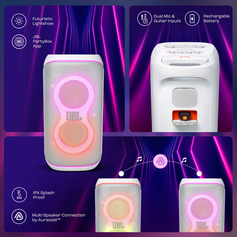 JBL Partybox 120, AI Sound Boost, Futuristic Light Show, Upto 12Hrs  Playtime 160 W Bluetooth Party Speaker