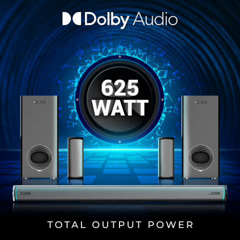 ZEBRONICS Juke Bar 9550 Pro (SBSPK C1), Dolby Audio, Dual Subwoofer  Satellites, BT 625 W Bluetooth Soundbar