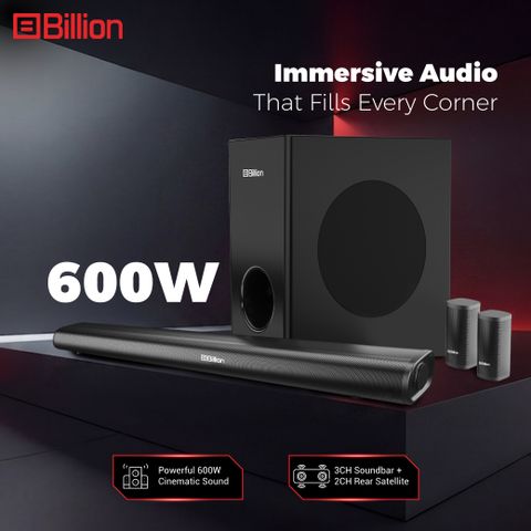 Billion Thunder 600 600W 5.1 Channel Bluetooth Soundbar (Black) - Image 6