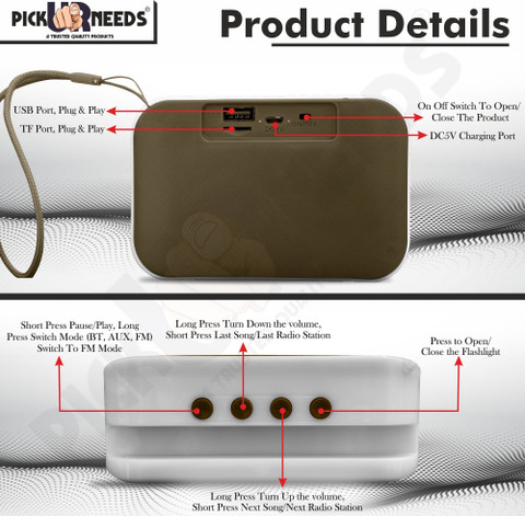 Buy Pick Ur Needs Portable Wireless Speakers With Disco RGB Light - Main Image