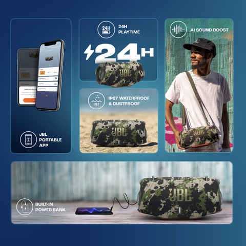 JBL Xtreme AI Sound Boost, Built-in Powerbank,Multispeaker Connection by  Auracast 100 W Bluetooth Speaker