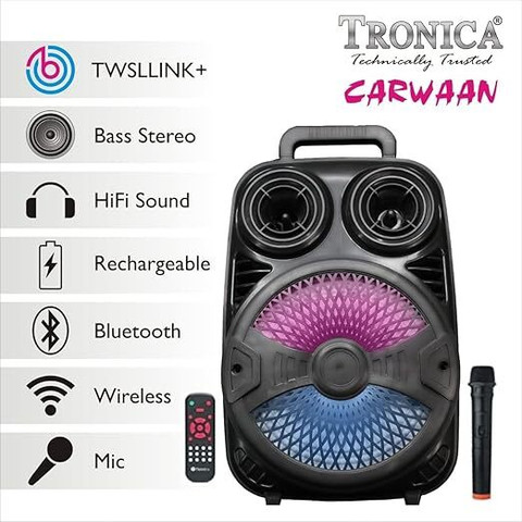 Buy TRONICA Rechargeable Bluetooth Party Speaker with Wired Mic