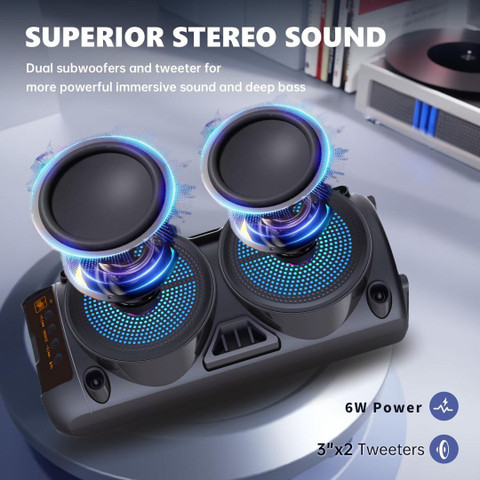 Buy WOOS Rocklight Karaoke Speaker Double Woofer with Microphone