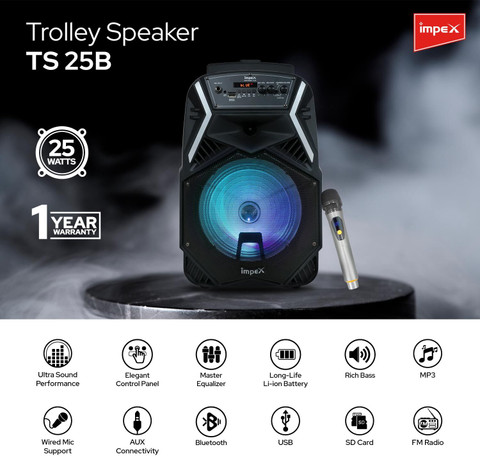 Impex Trolley Speaker With Battery And Wheels India Impex Trolley