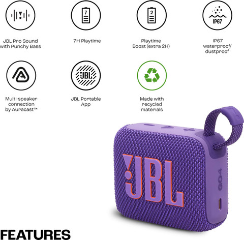 Buy JBL Go 4, Wireless Ultra Portable, Pro Sound,Water Dust