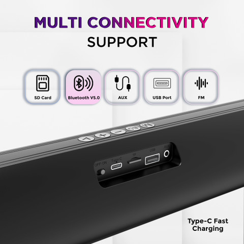 Gizmore Gizbar 2000 Portable Powerfull Bass Soundbar with Equalizer Modes  20 W Bluetooth Soundbar