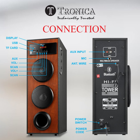 Buy TRONICA DH-DHWANI 40 W Bluetooth Tower Speaker Online from