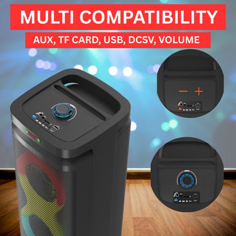 SACRO A1 (PORTABLE BLUETOOTH PARTY SPEAKER) Wireless Karaoke Mic Deep  Bass SoundD57 40 W Bluetooth Party Speaker