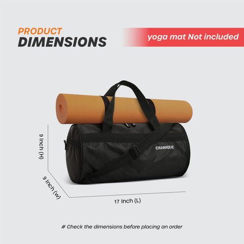 Cranique Duffle Gym Bag with Shoe Compartment Yoga Mat Holder for Men  Women (GB1-Black)