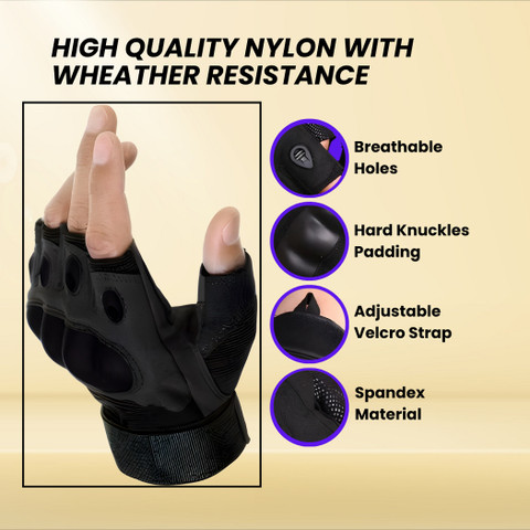 whinsy Tactical Half Riding Gloves For Bikers Driving Gloves Half Finger  Anti-Slip Riding Gloves