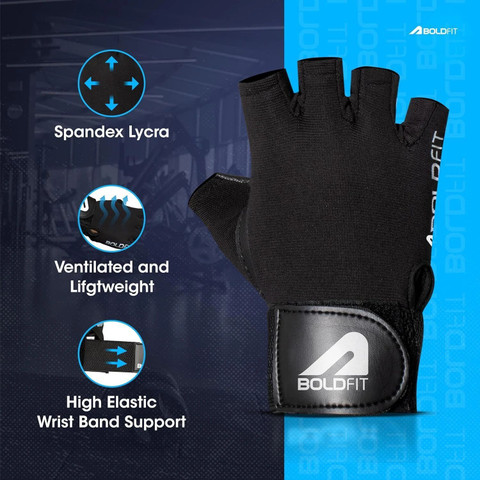 BOLDFIT Gym Gloves for Men Gym Gloves with Wrist Support Hand