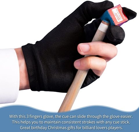 Leosportz Snooker Gloves for Pool Ball - 3 Finger Cue Gloves Nylon Table Billiard Gloves (Black) - Image 8