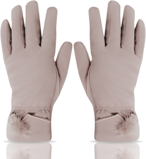 Aseenaa Winter Fur Gloves for Women Girls Bike Riding, Fits Everyone  Above 10 Years Driving Gloves