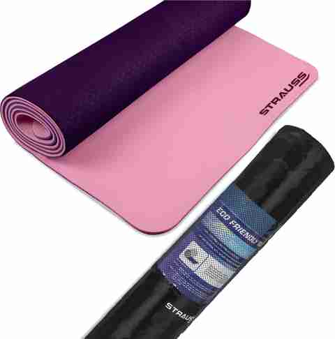 Strauss TPE Eco-Friendly Dual Layer Yoga Mat for Men Women with