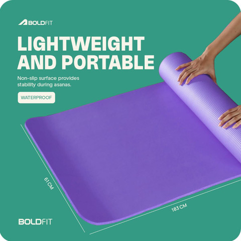 BOLDFIT NBR Yoga Mat For Women Men-10mm Thick Non Slip Exercise