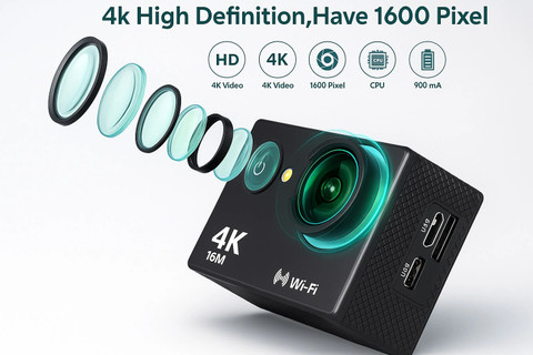 AUSHA 4K F3 Action camera Sports Camera 4k16MP Wifi 30M Waterproof
