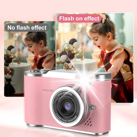 VOLTAC Pink Kids Digital Camera with 2.4-Inch Screen 180° Flip