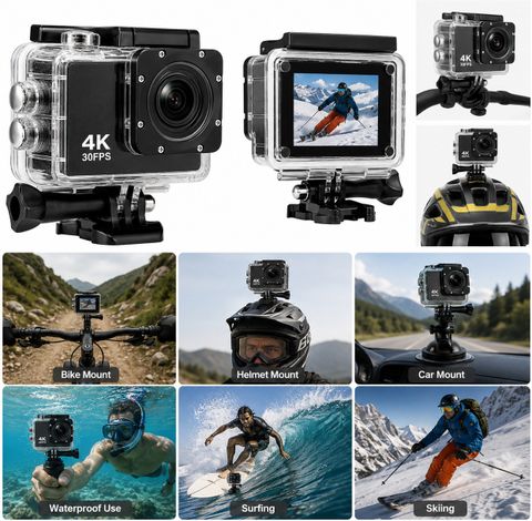 AWCAM PROFESSIONAL Action Camera Ultra HD Waterproof Camera for Bike, Cycling, Travel & Vlogging Sports and Action Camera (Black, 16 MP) - Image 5