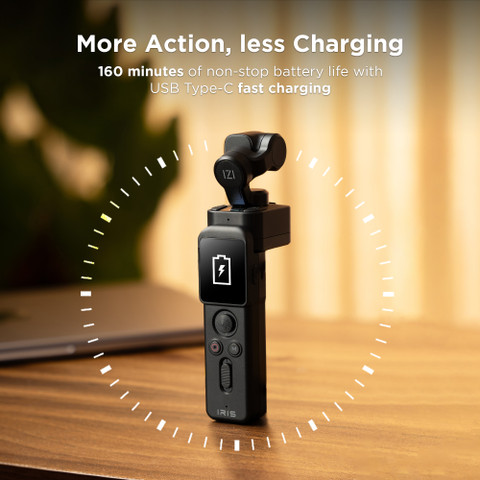 IZI IRIS Pocket 4K Camera IRIS Pocket 4K Vlogging Camera, Dual AMOLED,  Axis Gimbal, AI, 160min Battery Sports and Action Camera