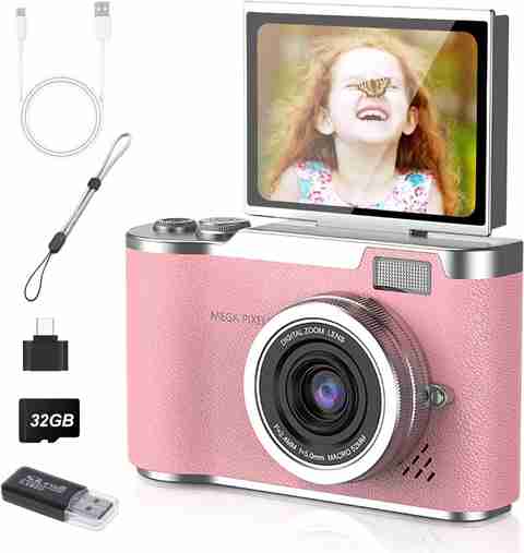VOLTAC Pink Kids Digital Camera with 2.4-Inch Screen 180° Flip
