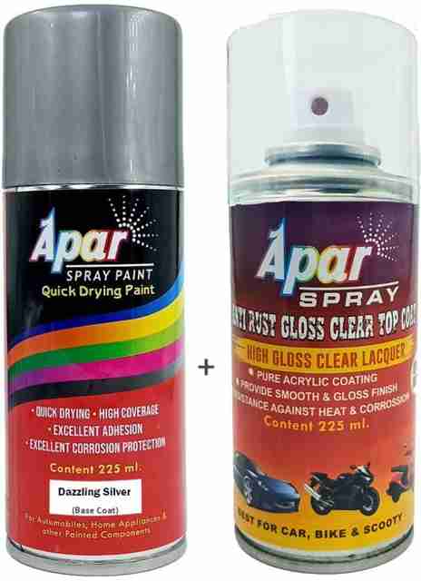 apar Spray Paint Dazzling Silver (RC Colour Name)+GC for car-225ml  Silver Spray Paint 225 ml