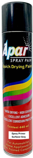 Epoxy Primer Spray Paint Apar Spray Paint Epoxy Primer-440ml High Rust Protection/For  Car,Bike,Scooty, Grey Spray Paint 440 Ml