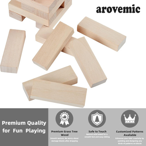 arovemic Jenga Wooden Blocks Stacking Tower Game for Kids Ages