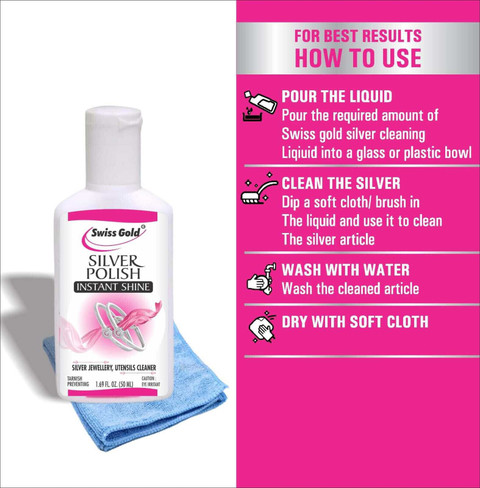 swiss gold Instant Shine Jewelry Cleaner Silver Polish, Jewellery Polish  All Silver Stain Remover