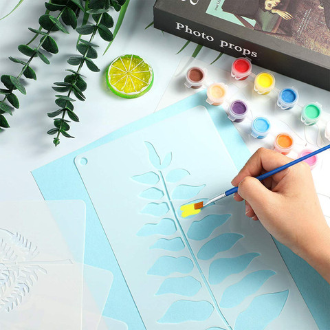4 Pieces Large Flower And Leaf Stencils For Painting, 7.87 Inch Flowers