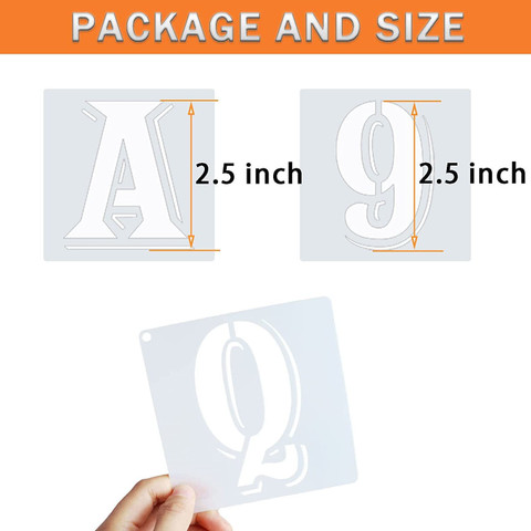 DEQUERA 2.5 Inch Letter Stencils Symbol Numbers Craft Stencils, 42 Pcs ...