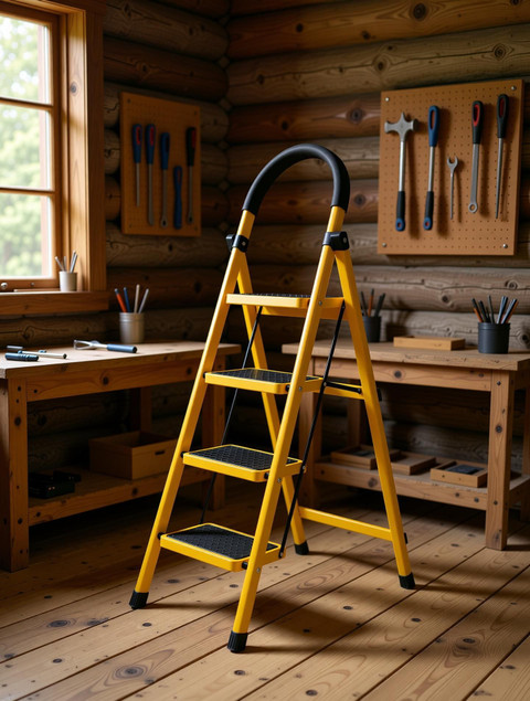Plantex Compact Foldable 4-Step Ladder for Home - Wide Anti Skid