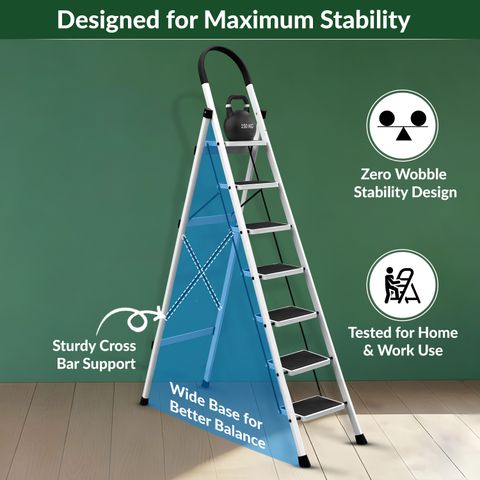 Plantex Anti-Skid Strong Foldable Wide 7 Step Ladder/Ladder for