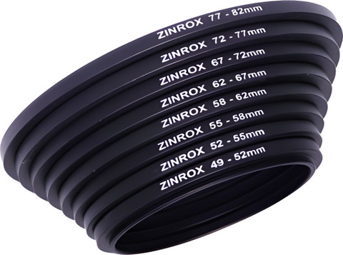 ZINROX Step Up Lens Filter Adapter Rings Set of 8pcs Allows You to Fit  Larger Size Lens Filters on a Lens with a Smaller Diameter Sizes: