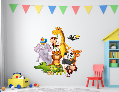 Design Decor cm animals cartoon wall sticker vinyl (Pack of