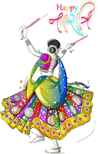 dandiya dance drawing with colour