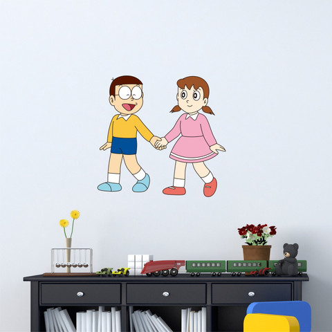 Aashrut decor 55 cm nobita shizuka (55cm x 53cm )DD507Wall Sticker