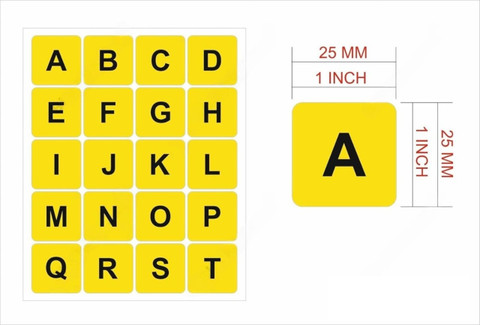 BlackDreams 2.5 cm Square 500 Piece AtoZ Alphabet Label for