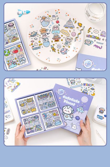 Skstore 22.8 cm Kawaii Stickers Gift Box Set 100 Sheets Decorative